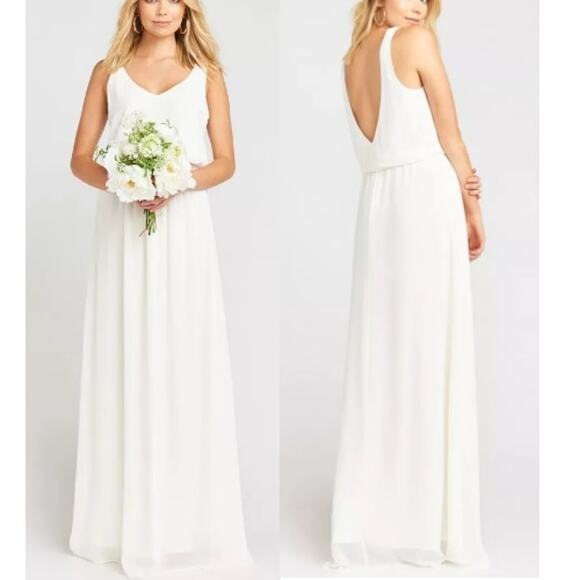 NEW Show Me Your Mumu Kendall Maxi Dress Wedding Cake Chiffon White Size Medium - Picture 3 of 8